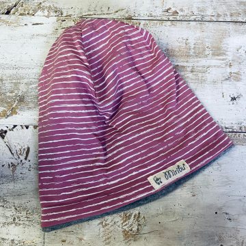 cuffia invernale strisce rosa felpata